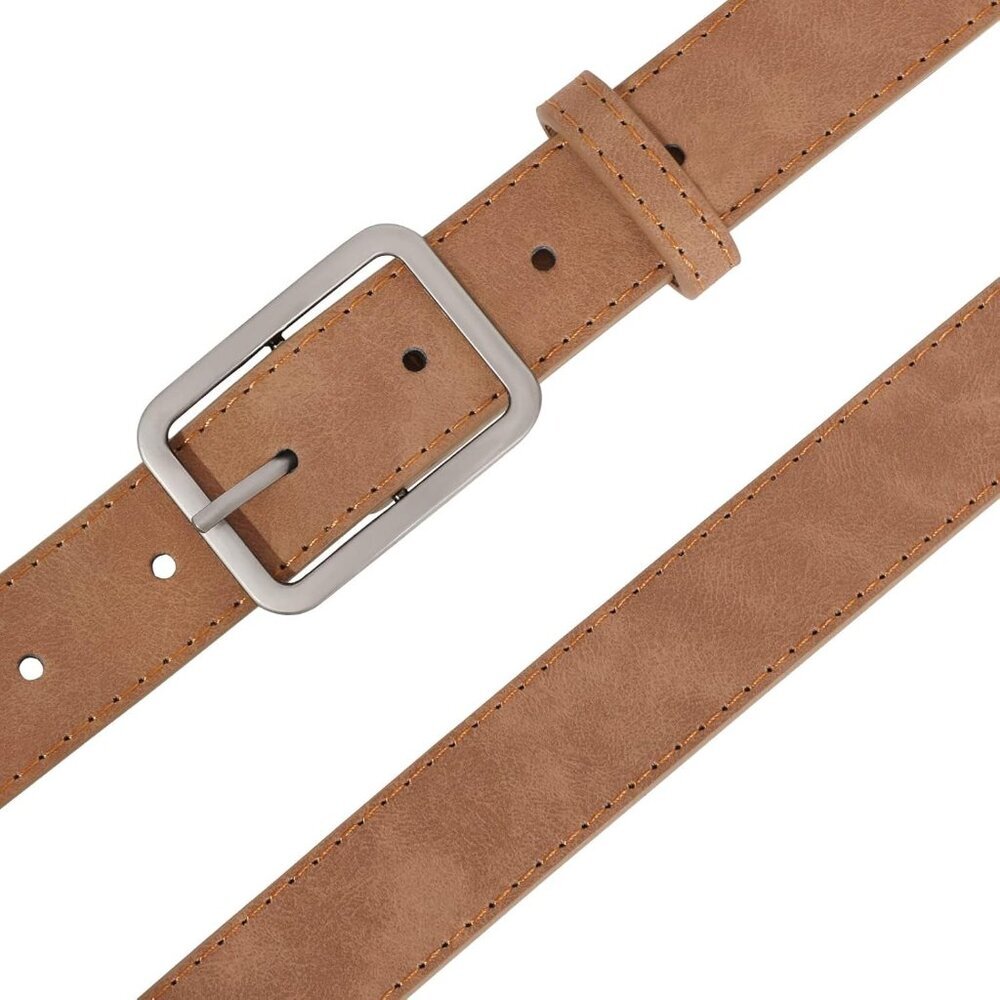 Women's Suede Leather Belt Silver Buckle Waist Accessory for Jeans Dress - Picture 5 of 6